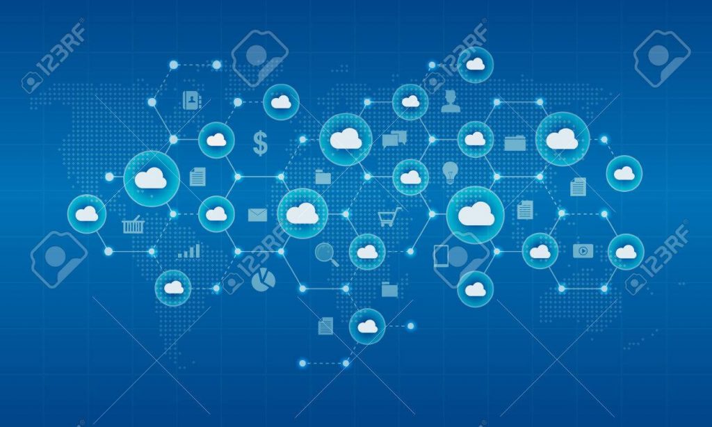 74303160 technology cyber cloud network and connection background concept